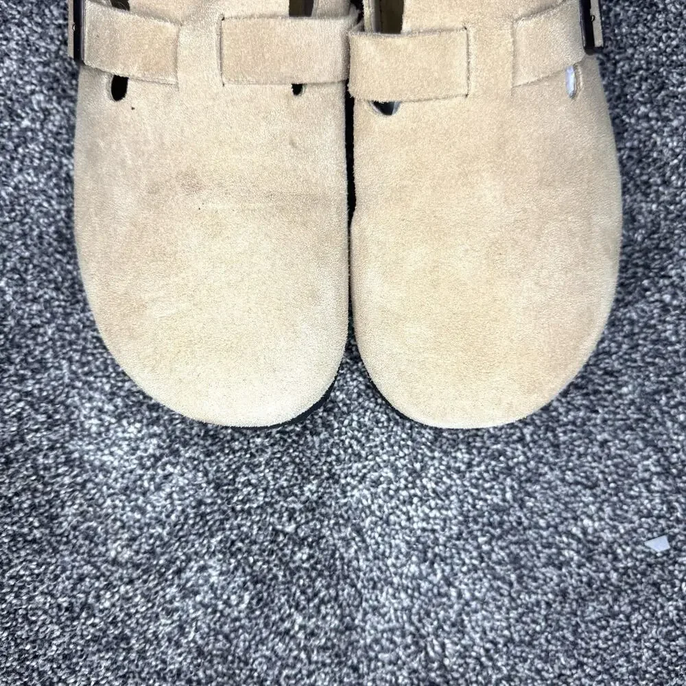 Birkenstock Boston Taupe Suede Clogs Mens 45 US 12 Regular Wide Fit Slip On Mule